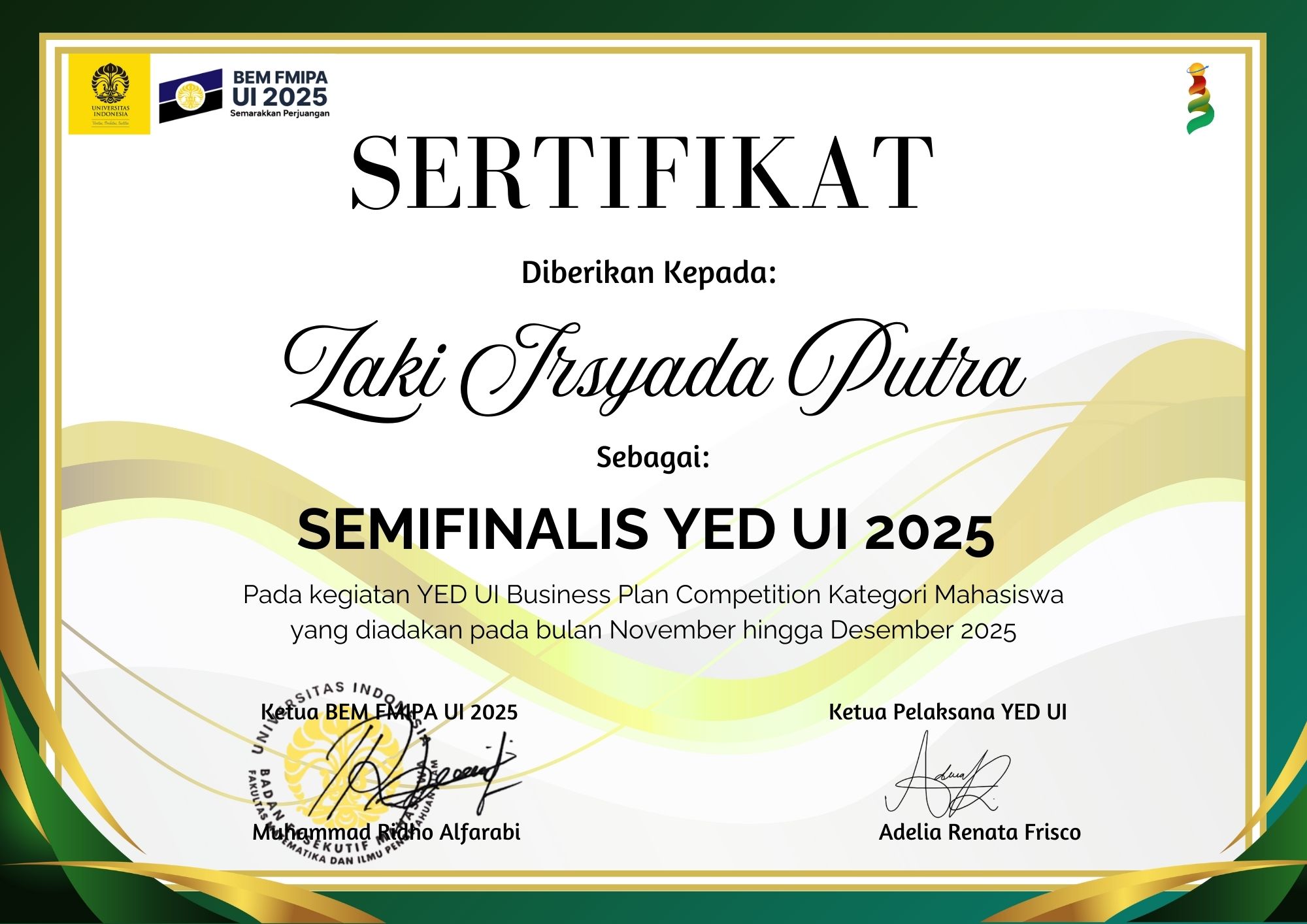 Zaki Irsyada Putra — Software & AI Engineer | Mahasiswa Sistem Informasi